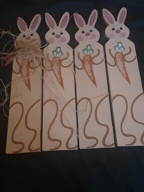 Easter Bunnies Wooden Fence Sign